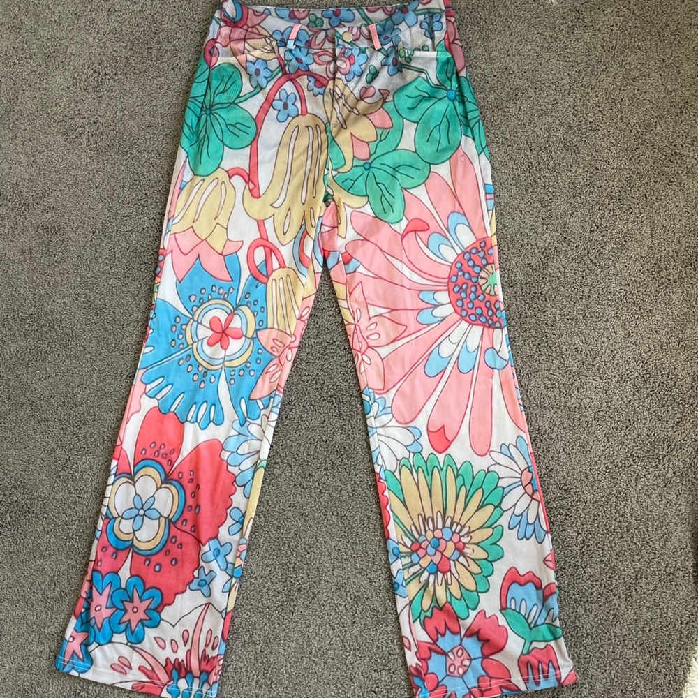 Floral Hippie Bell Bottoms Size S